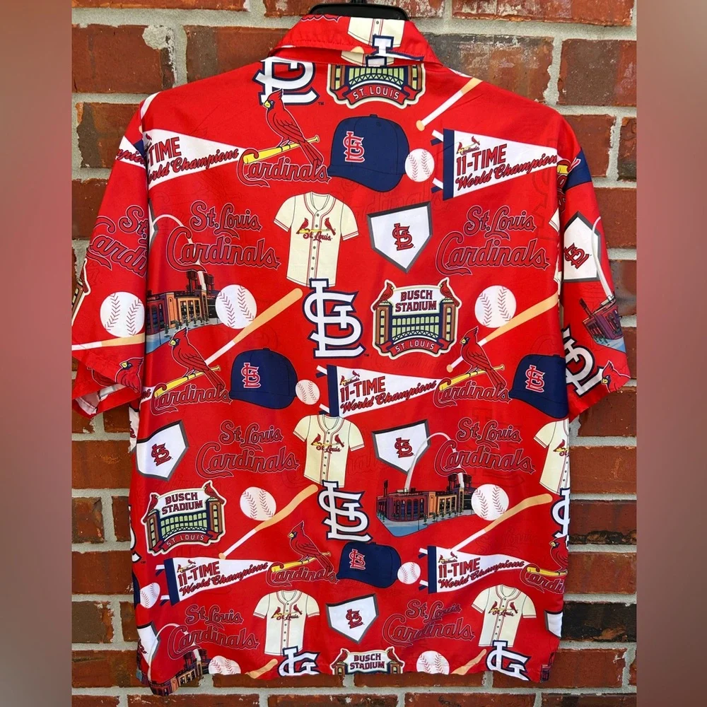 St. Louis Cardinals MLB Major League Baseball Short Sleeve Button Down Shirt - Picture 2 of 11